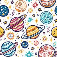 seamless pattern with planets and stars vector
