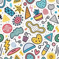 seamless pattern with colorful objects and shapes vector