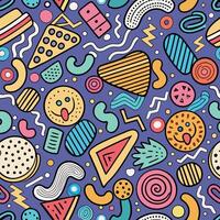 seamless pattern with colorful doodles and shapes vector
