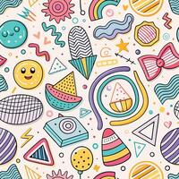 seamless pattern with colorful objects and shapes vector