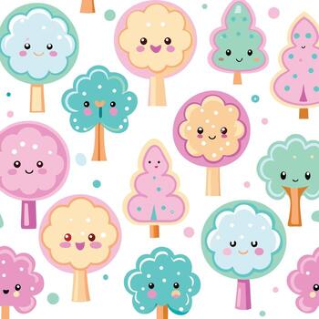 un modelo con linda arboles y caras vector