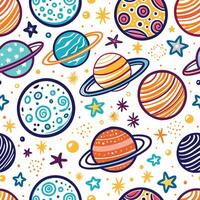 seamless pattern with planets and stars vector