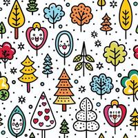 seamless pattern with trees and birds vector