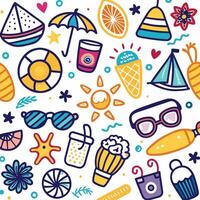 summertime pattern with colorful icons vector