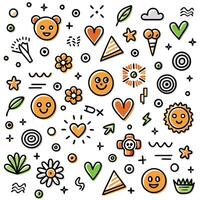 a colorful set of smiley faces and other objects vector