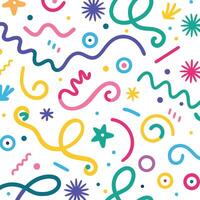 a colorful pattern with various shapes and lines vector