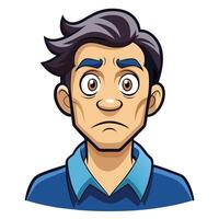 a man with a sad face looking at something vector