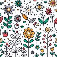 seamless pattern with flowers and leaves vector