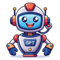 a cartoon robot with the word gpt on it vector