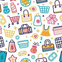 shopping seamless pattern with colorful icons vector