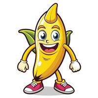 banana cartoon character with arms and legs vector