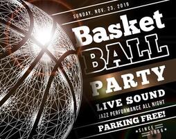Basketball party in the shape of a 3D basketball mesh. vector
