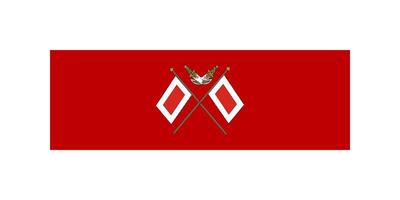 A red flag with two crossed swords on it vector