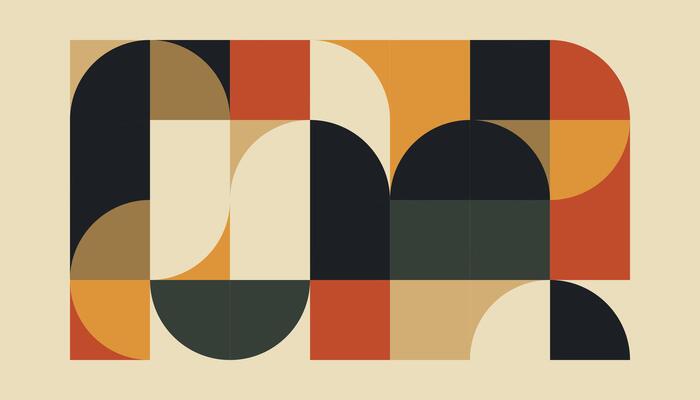 A colorful abstract design with the letters m