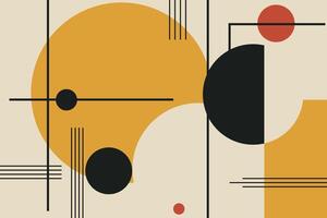Abstract art with circles, lines and black and yellow vector