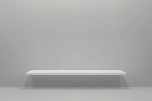 Empty white shelf in a room with a gray wall vector