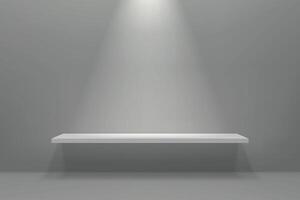 Empty shelf with light coming from the wall vector