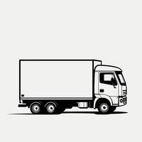A black and white drawing of a truck vector