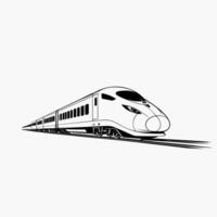 A black and white drawing of a train vector