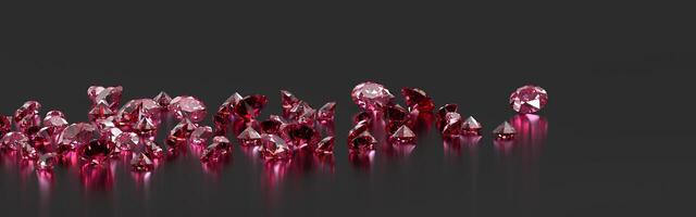 Ruby diamond topaz Gem placed on glossy background 3d rendering soft focus photo