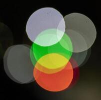 Bokeh abstract texture. Colorful blurred bright traffic lights photo