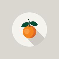 Orange minimal icon, citric fruit flat style illustration vector