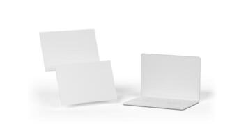 Laptop with Pop-Up Screens Mockup for Dynamic and Professional Technology Display photo