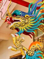 Dragon statue,dragon symbol,dragon Chinese is a beautiful Thai and Chinese architecture of shrine, temple.Symbol of good luck and prosperity during the Chinese New Year celebrations. photo