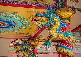 Dragon statue,dragon symbol,dragon Chinese is a beautiful Thai and Chinese architecture of shrine, temple.Symbol of good luck and prosperity during the Chinese New Year celebrations. photo