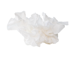 Side view of screwed or crumpled white tissue paper ball isolated with clipping path in file format png