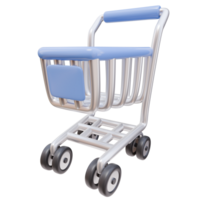 3D Icon Shopping Cart with Wheels. Store, Online Shopping, Sale Concept. 3D Illustration Design Web Mobile App png