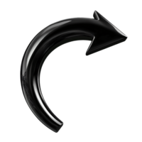 Glossy Black Curved Arrow 3D Render Navigation Icon Shiny Return Repeat Direction Pointer Guide png