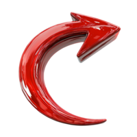 Red Glossy Curved Arrow Upward Direction 3D Render Graphic Design Element png
