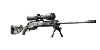 High Power Sniper Rifle with Scope Camo Stock Bipod png