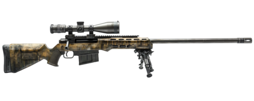 High Powered Sniper Rifle with Scope Hunting Weapon Camouflage Stock png