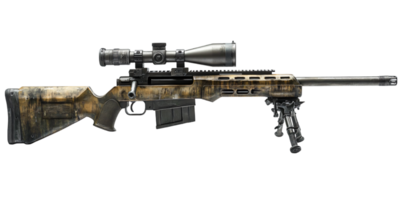 High Power Sniper Rifle with Scope Hunting Weapon Camouflage Stock png