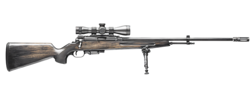 High Power Hunting Rifle with Scope Bipod Wood Stock png