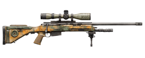 Camouflage Sniper Rifle Military Weapon Hunting Gear Long Range Shooter High Power Firearm png