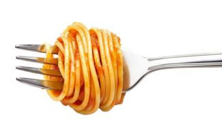 forchetta con spaghetti isolato su trasparente sfondo png