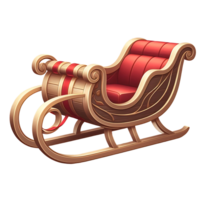 Realistic Beautiful Wooden and Red Color Christmas Sleight png