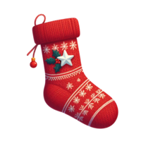 Beautiful Realistic Red Christmas Sock With Ball Star and Cranberries png