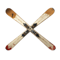 A pair of skis crossed over each other, isolated on a transparent background png