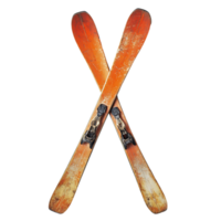 A pair of skis crossed over each other, isolated on a transparent background png