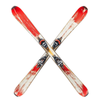 A pair of skis crossed over each other, isolated on a transparent background png