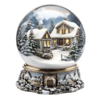 A snow globe with a winter scene inside isolated on a transparent background png