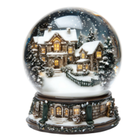 A snow globe with a winter scene inside isolated on a transparent background png