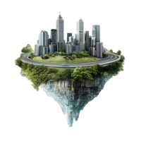 A city is shown in the middle of a mountain, with a road running through it png