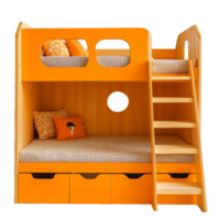 A bunk bed with a round window and a ladder png