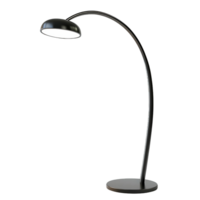 A black lamp with a white light bulb is on a transparent background png