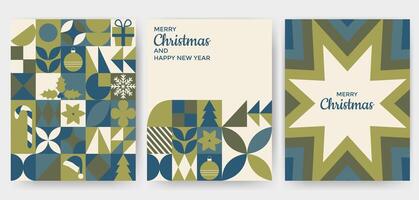 Set of Christmas greeting card in geometric style vector